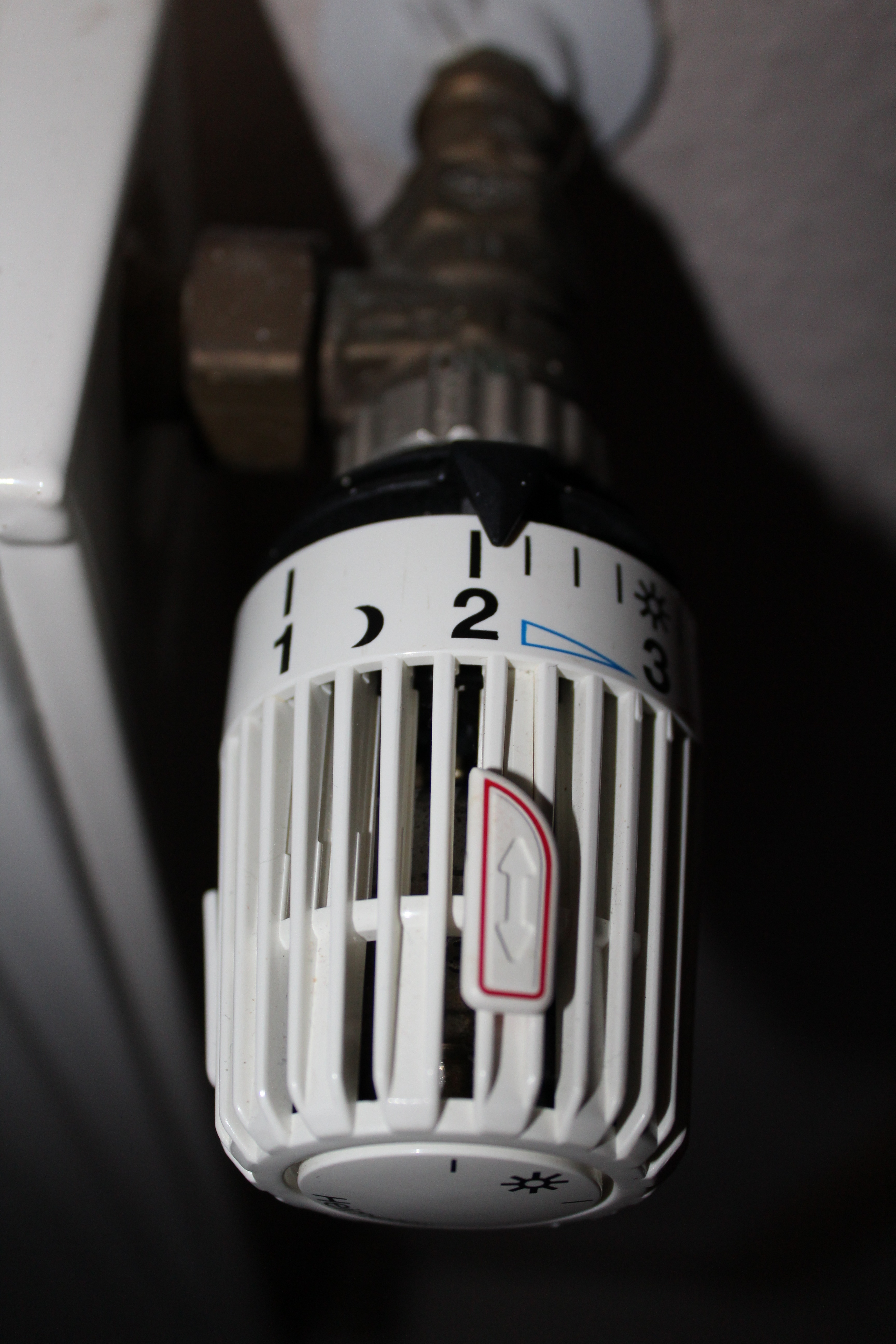 Thermostatic radiator valve fitted to a home radiator