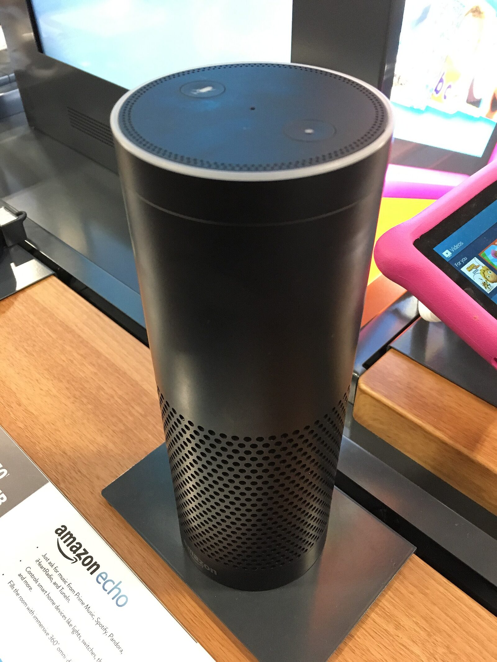 Amazon Echo smart speaker on a table