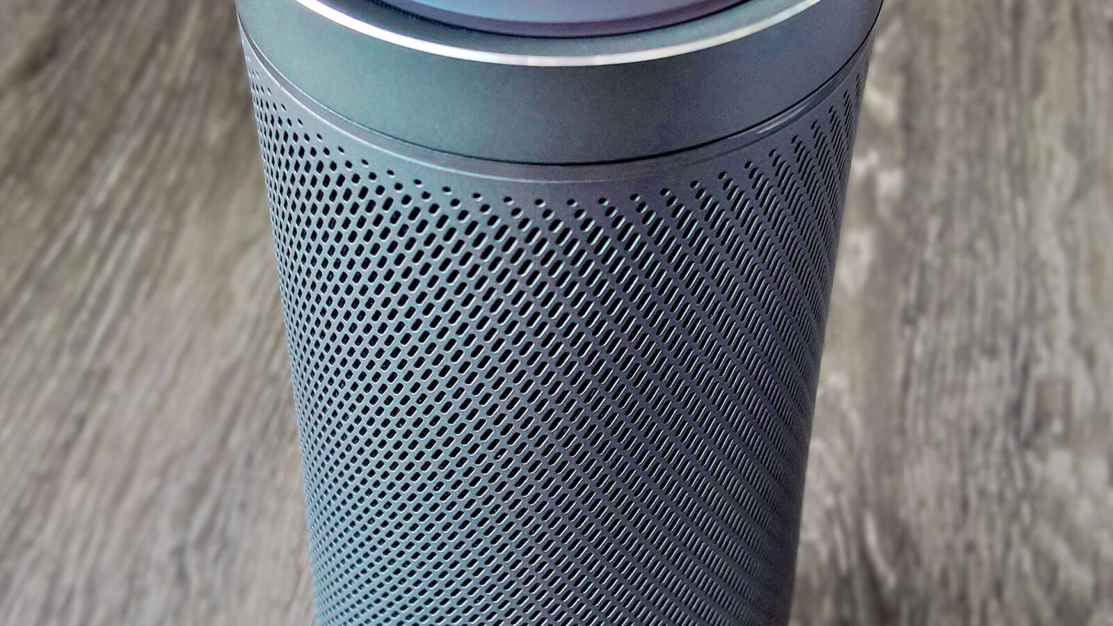Voice-assistant smart speaker viewed from above