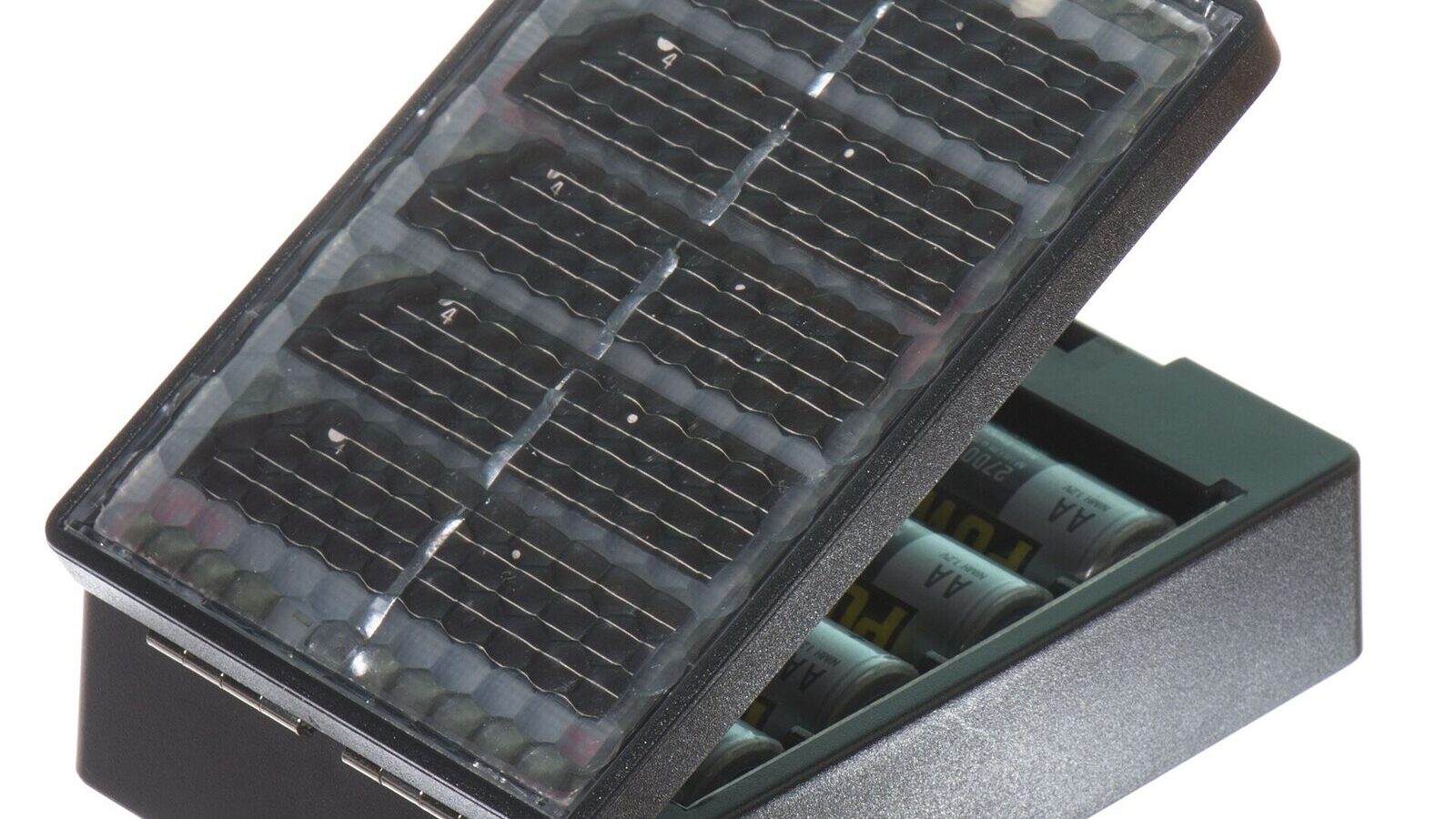 Small solar battery charger in sunlight