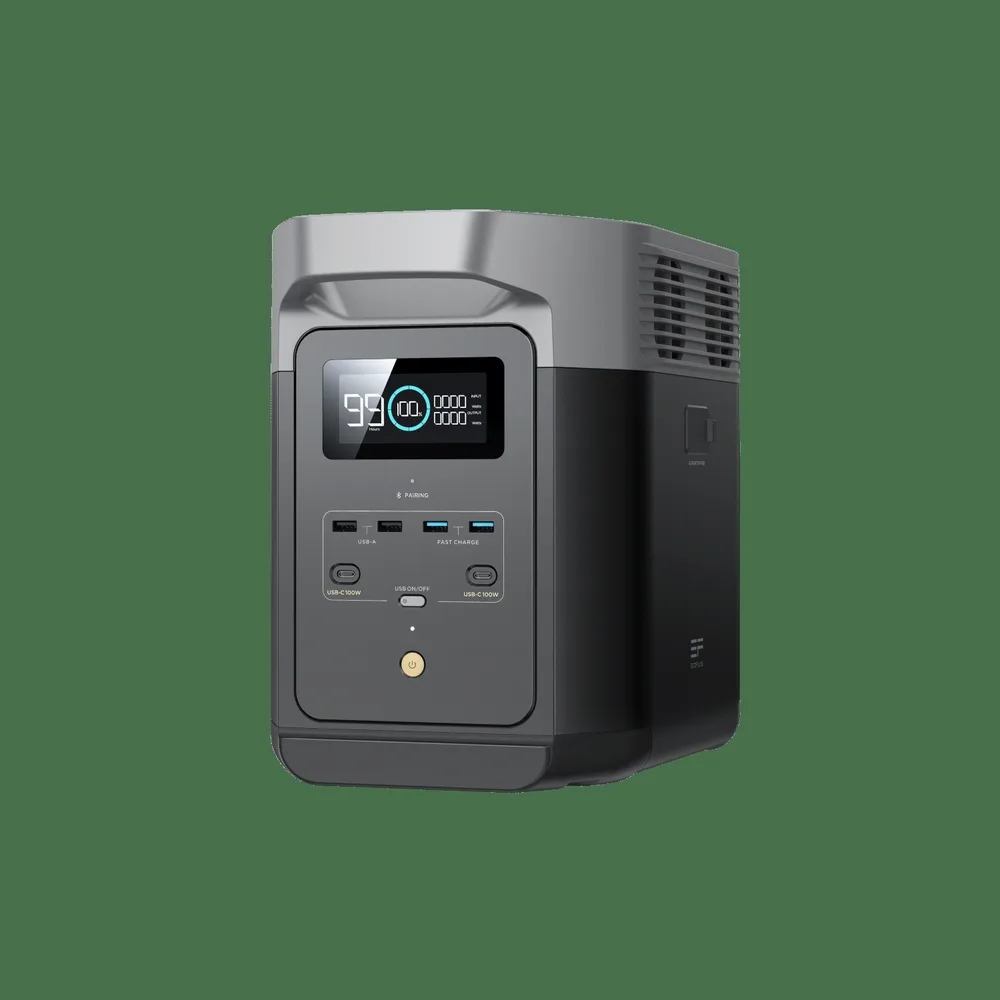 EcoFlow DELTA 2 portable power station with LCD screen and USB/AC ports