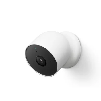 Google Nest Cam (battery) mounted on a wall bracket